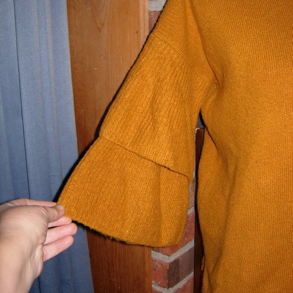 Madewell Yellow Tier Bell Sleeve Pullover Sweater Wool Blend XS - Picture 3 of 11